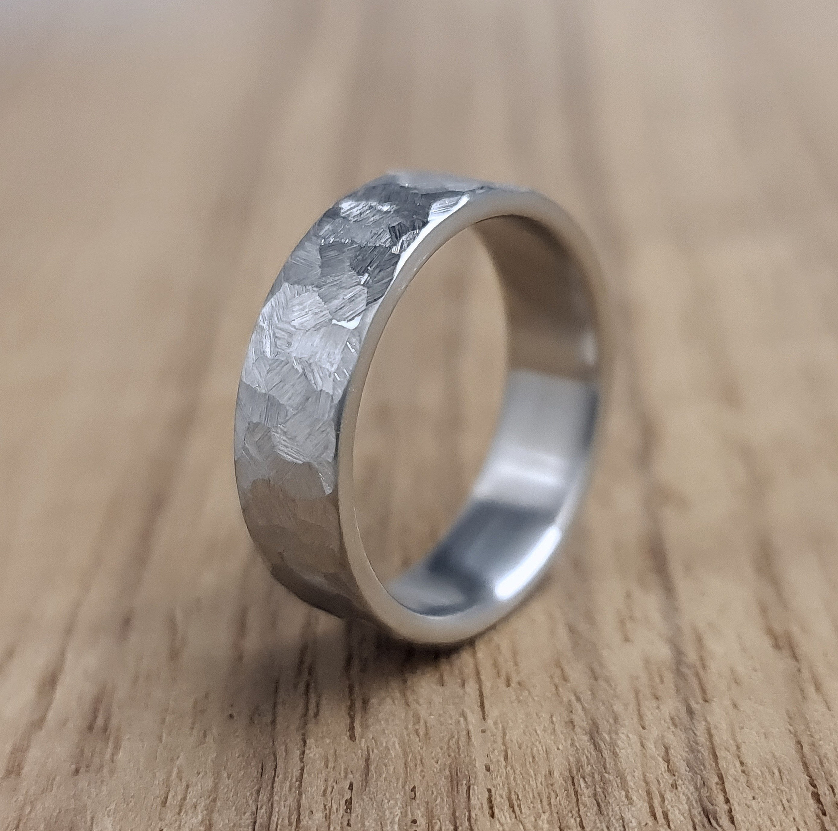 Hand Forged Wedding Band, Titanium Hammered Finish Ring, Hypoallergenic Hand Forged Wedding Band, Titanium Hammered Finish Ring, Hypoallergenic