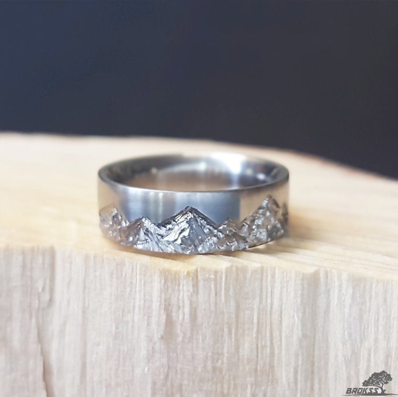 Mountain Range Ring Titanium, Mens Wedding Ring, Womens Wedding Ring, Comfort Fit image 4