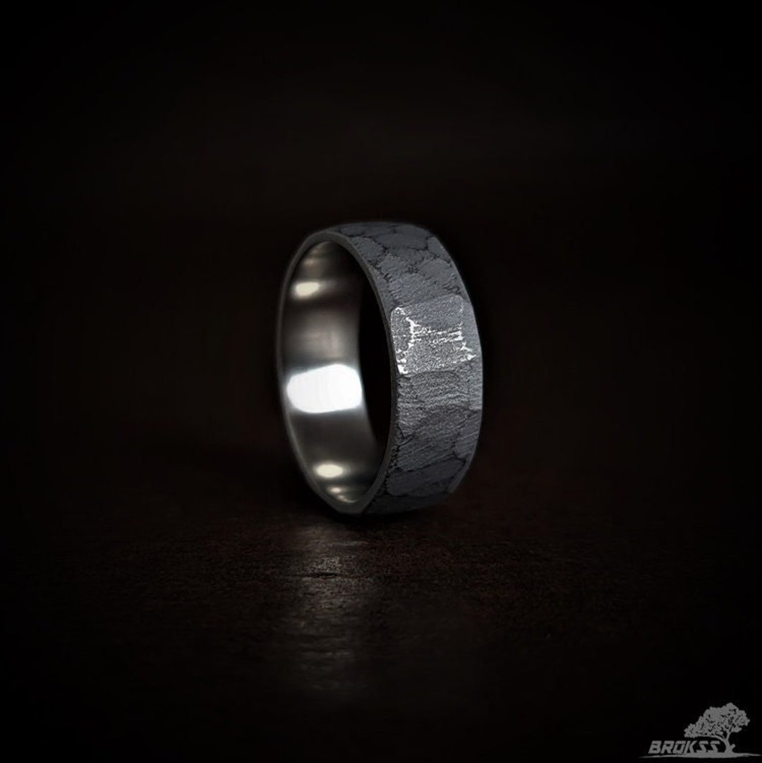 Faceted Titanium Ring Men's Wedding Band Manly Ring - Etsy