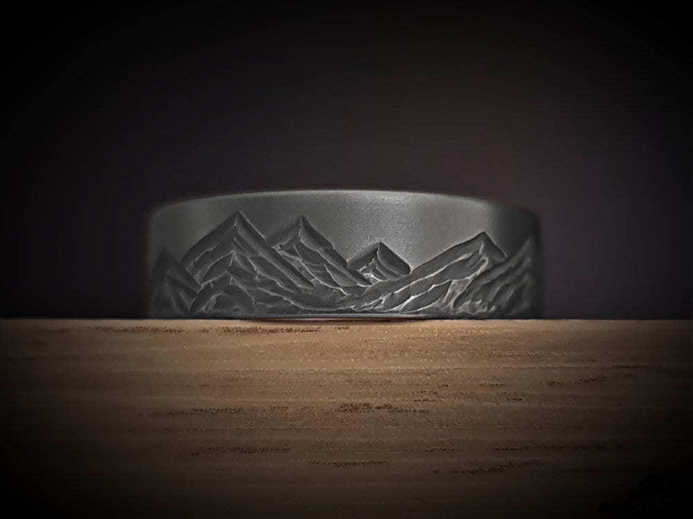 Mountain Range Ring - Titanium, Mens Wedding Ring, Womens Wedding Ring ...