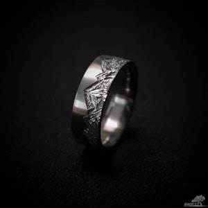 Mountain Range Ring Titanium, Mens Wedding Ring, Womens Wedding Ring, Comfort Fit image 3