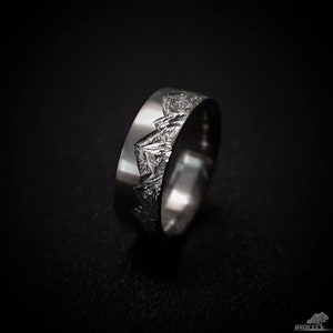Mountain Range Ring - Titanium, Mens Wedding Ring, Womens Wedding Ring, Comfort Fit image 3