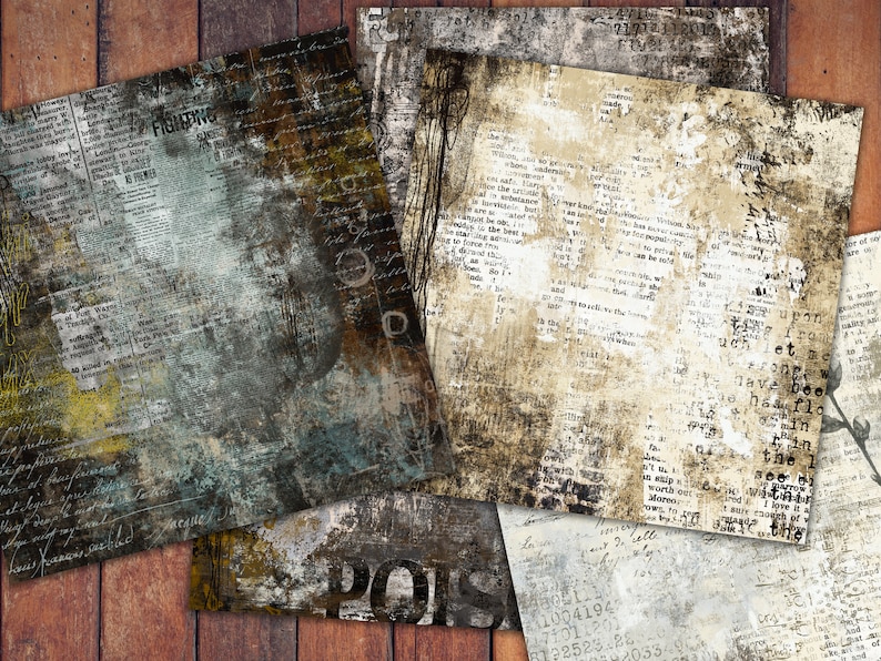Grunge Letters and Numbers Digital Paper Pack for Collage Junk Journal Scrapbook (JPEG, PDF) image 3