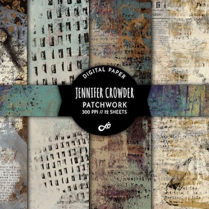 Patchwork Digital Paper Pack -- Printable Papers -- Collage Paper -- Scrapbook Paper -- Vintage Paper -- Mixed Media -- Instant Download