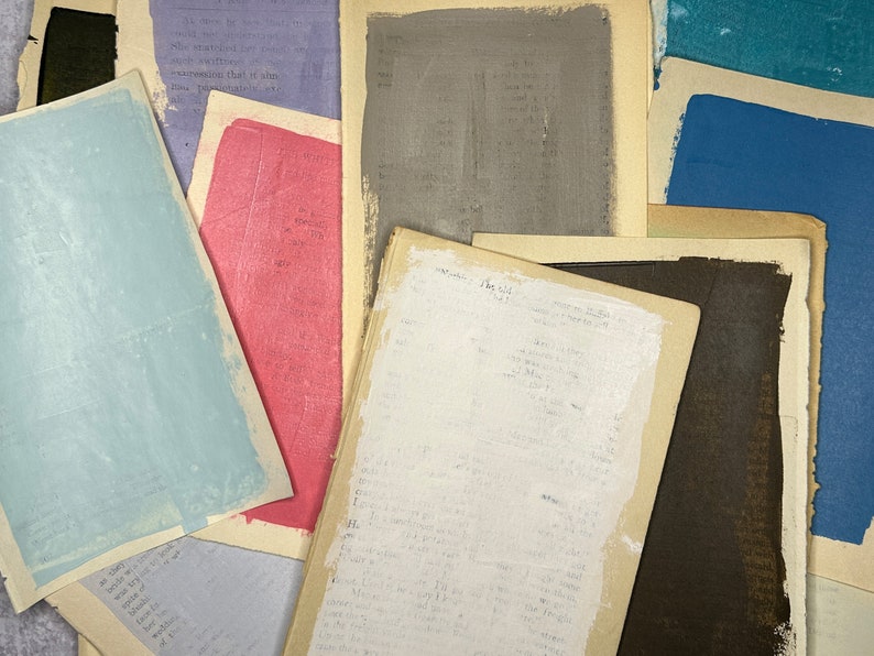 Hand Painted Book Pages Collage Paper Kit Vintage Paper Etsy