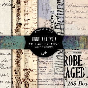 Collage Creative Digital Paper Pack -- Printable Papers -- Collage Kit -- Scrapbook Paper -- Grunge Paper -- Junk Journal Kit