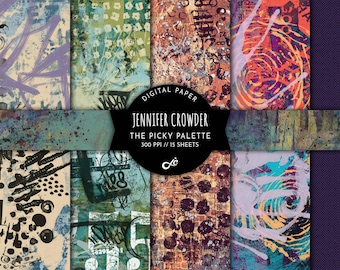 NEW! The Picky Palette Digital Paper Pack - Collage - Decoupage - Junk Journal Kit - Scrapbook Paper - Grunge