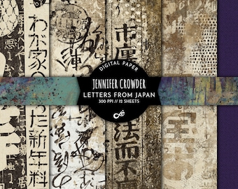 Letters From Japan Digital Paper Pack -- Printable Papers -- Collage Paper -- Scrapbook Paper -- Grunge Paper -- Junk Journal Kit