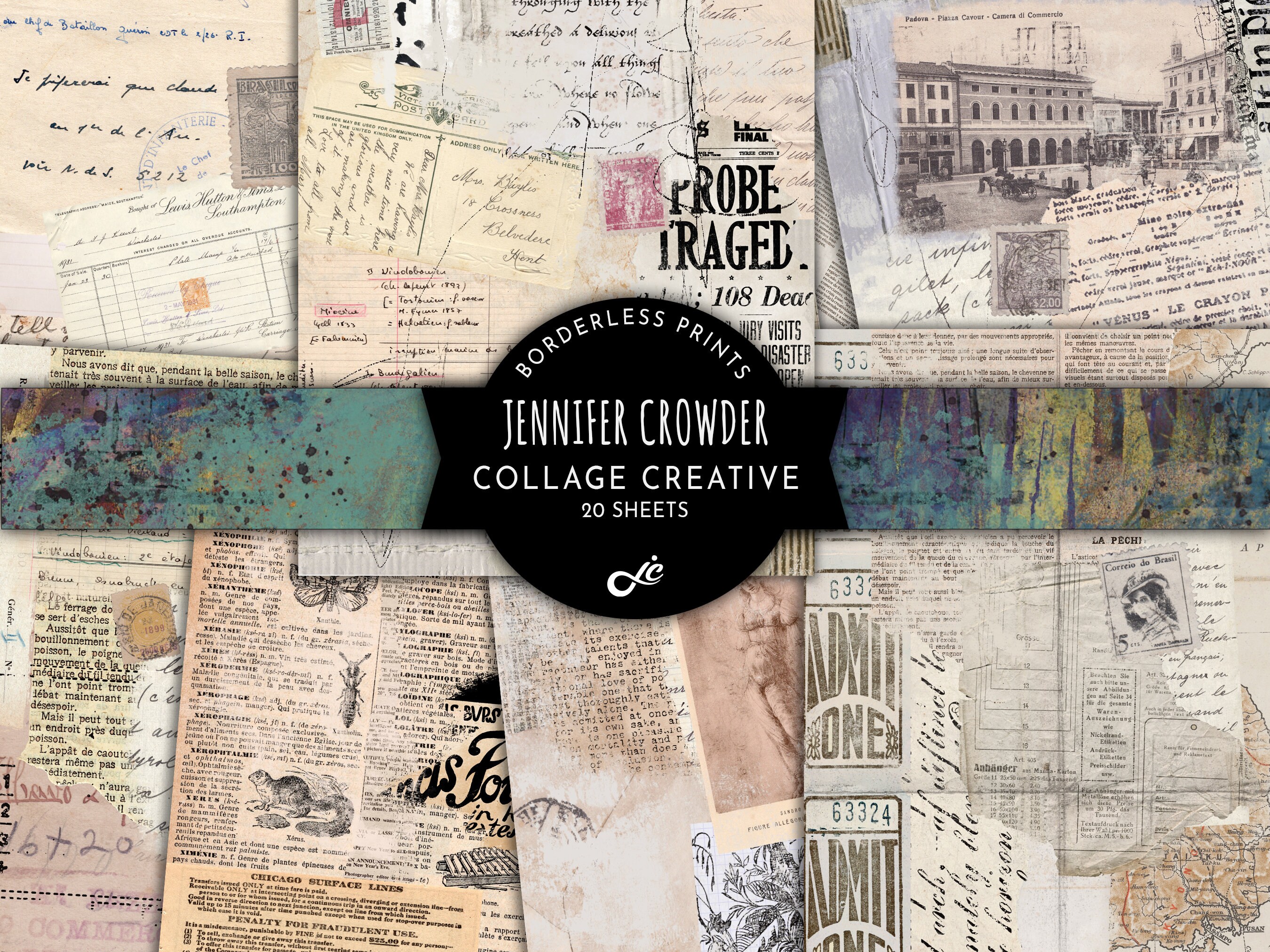 Collage Creative Borderless Prints - Junk Journal Paper -- Scrapbook ...
