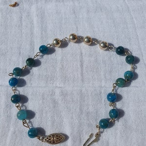 Silver and apatite bracelet
