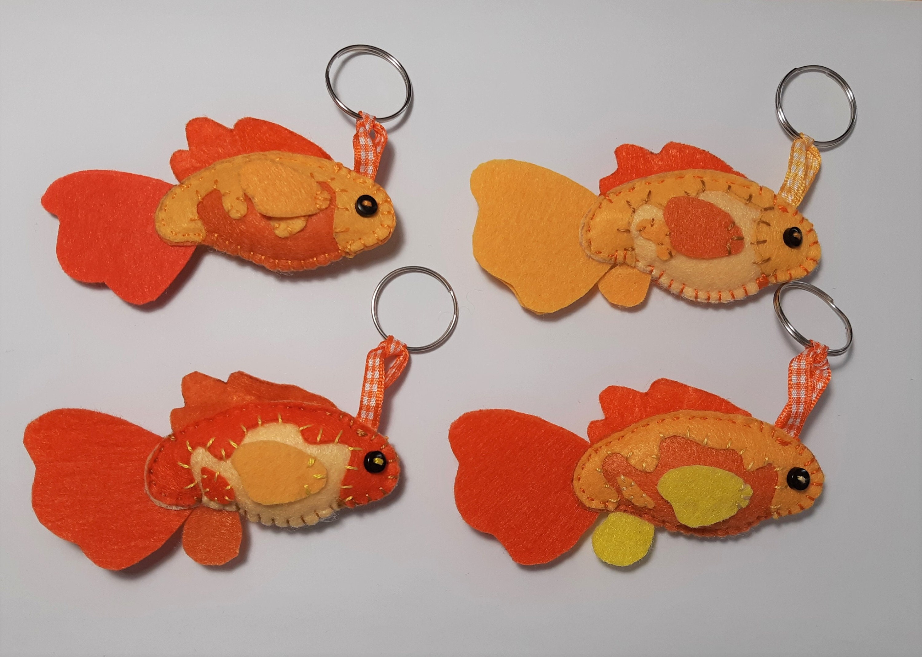 Goldfish Keychain Key Ring Handmade Bag Charm Pet Fish Gift