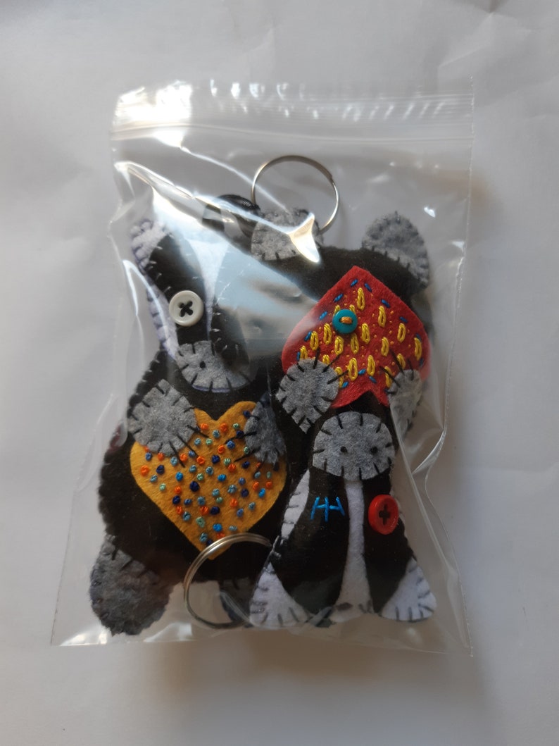 Badger Keychain Keyring Handmade Wild Black Grey Gift Idea Etsy