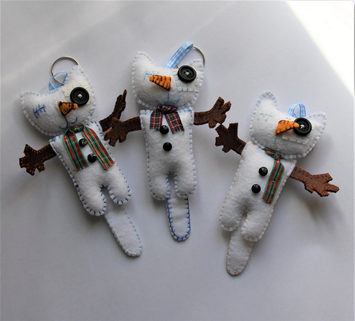 Snowcat Keychain Cat Handmade Gift Idea Party Favours Bag Etsy