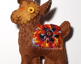 Handmade Felt Llama Keychain: Art Inspired Bag Charm