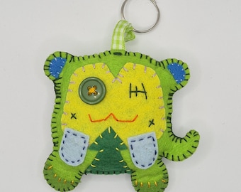 Hand Stitched Felt Monster Keychain: Collectible Bag Charm