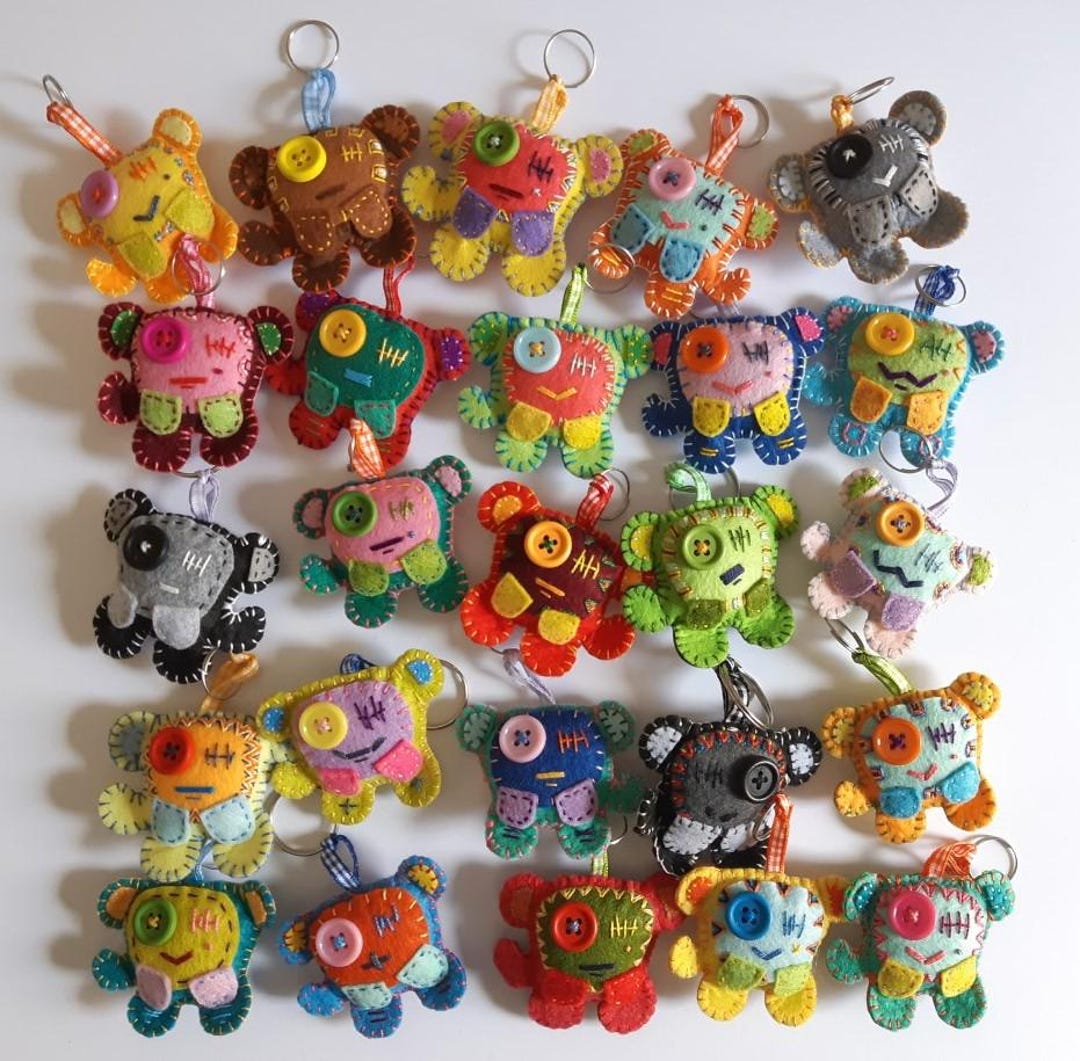 Hand Stitched Felt Monster Keychain: Collectible Bag Charm - Etsy
