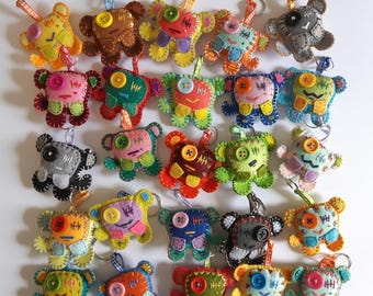 Hand Stitched Felt Monster Keychain: Collectible Bag Charm