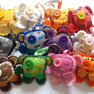 Baby Monsters Handmade Hand stitched key chain Monster small pouch felt collectable item Keychain Bag charm Party favours by Patchyz