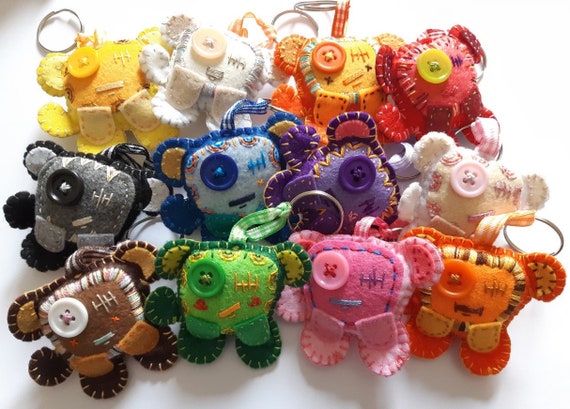 Hand Stitched Felt Monster Keychain: Collectible Bag Charm - Etsy