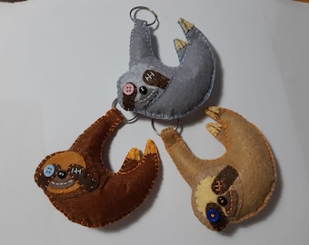 Handmade Felt Sloth Keychain: Wild Animal Bag Charm