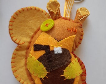 Hand Stitched Felt Squirrel Keychain: Collectable Bag Charm