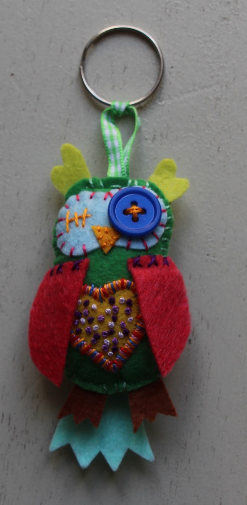 Owl Keychain Key Ring Handmade Night Bird Gift Idea Felt Hand Etsy