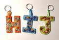 ALPHABET Letters Flora flowers Key chain Key ring handmade Bag charm Gift idea Felt Party favours Patchyz