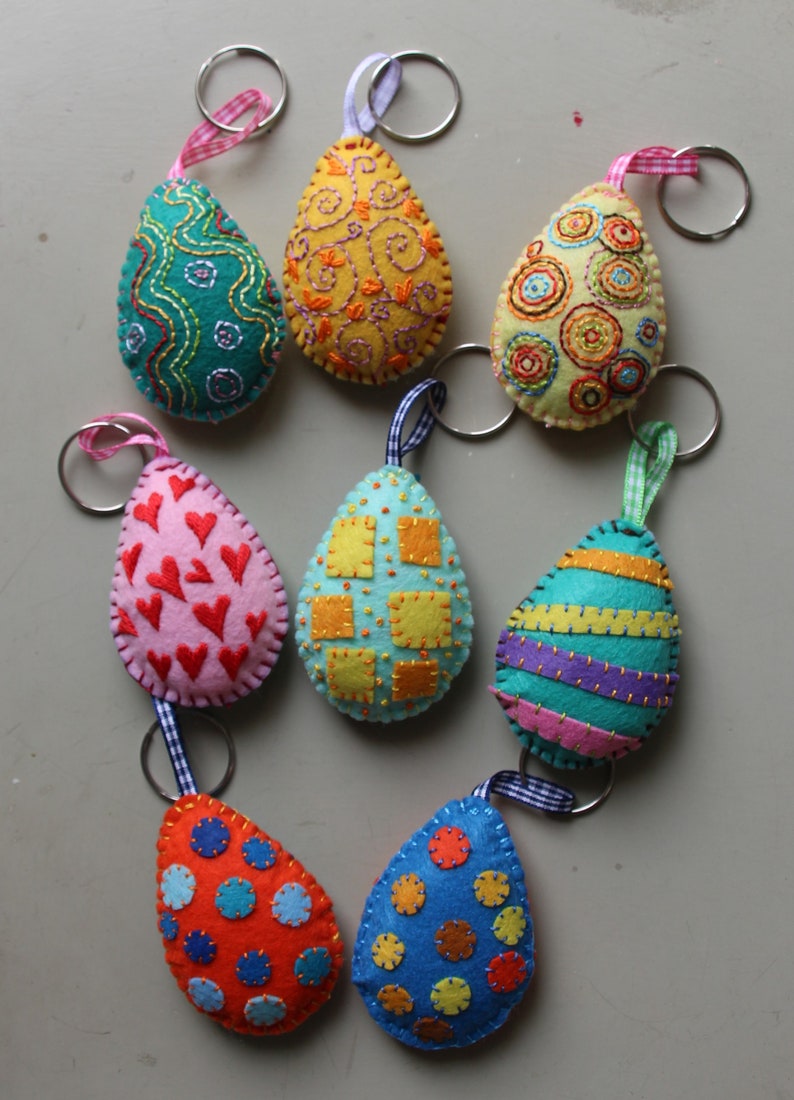 Easter Egg Keychain Key Ring Handmade Gift Idea Felt Easter Etsy