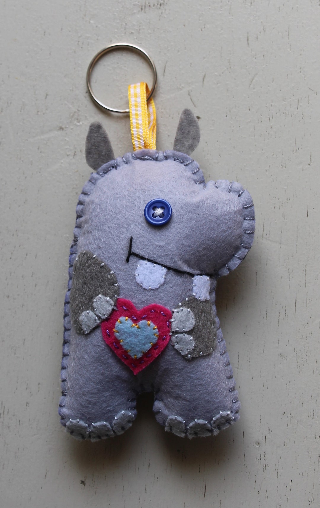 Handmade Felt Hippo Keychain: Wild Animal Key Ring, Bag Charm - Etsy