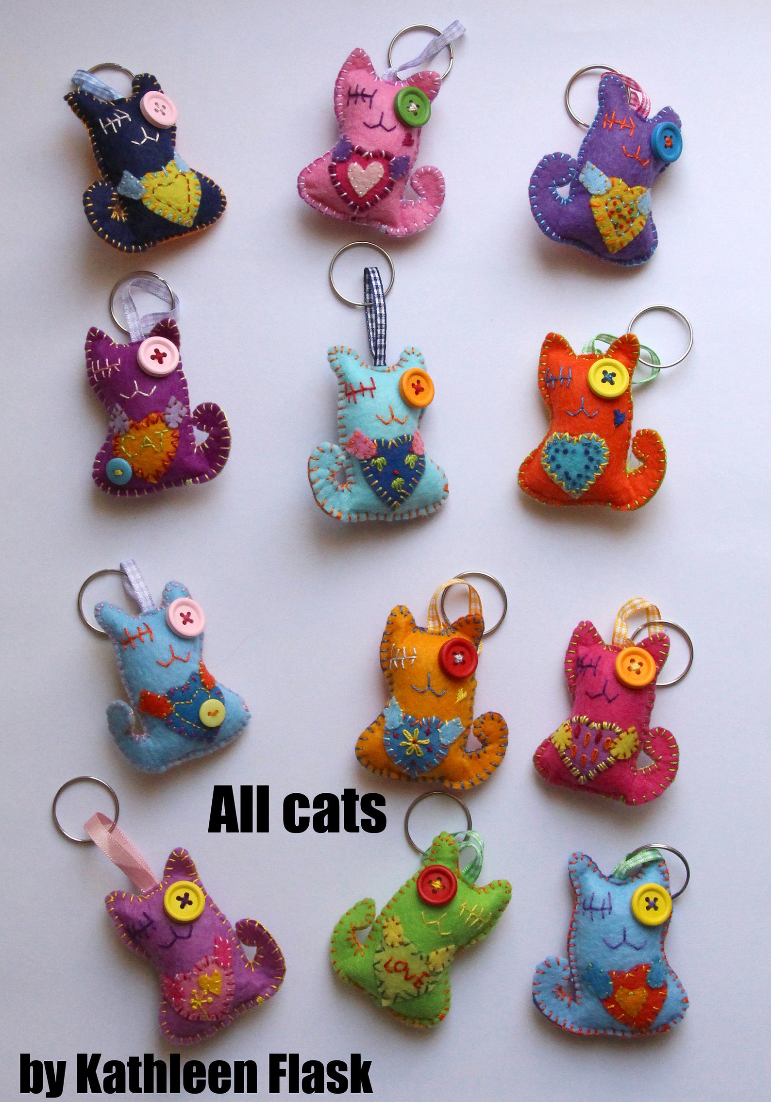 Cat Key Chain Key Ring Kitten Feline Gift Idea Felt Handmade - Etsy UK