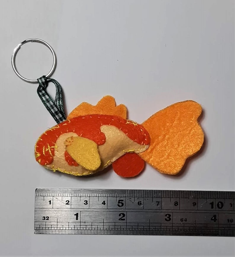 Goldfish Keychain Key ring Handmade Bag charm Pet fish Gift Etsy