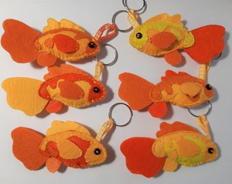 Goldfish Keychain Key Ring Handmade Bag Charm Pet Fish Gift
