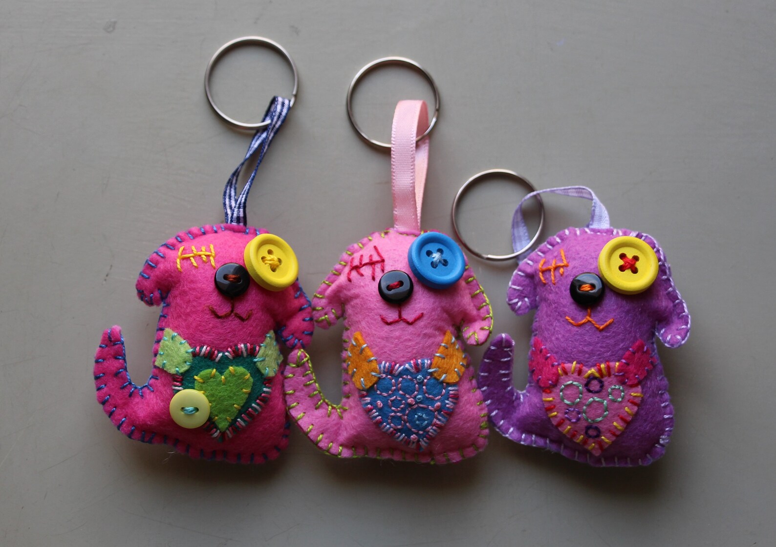 Dog Keychain Key Ring Handmade Puppy Pet Lovers Gift Idea Felt Keychain