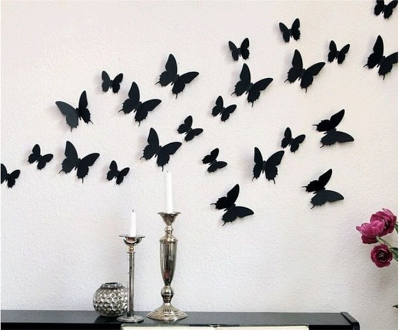 Decors for Wedding Party Home Kitchen Decoration 3d Wall Butterflies! PVC 3D Magnet Butterfly Stickers 12 pcs Monarch Butterfly Wall Art