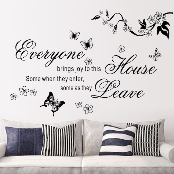 sale black buttlefly flower 3d wall sticker everyone bring | etsy
