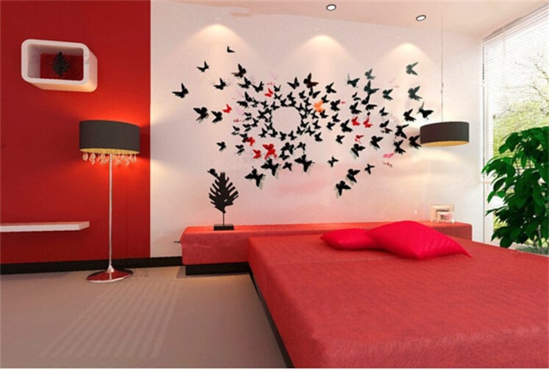 Decors for Wedding Party Home Kitchen Decoration 3d Wall Butterflies! PVC 3D Magnet Butterfly Stickers 12 pcs Monarch Butterfly Wall Art