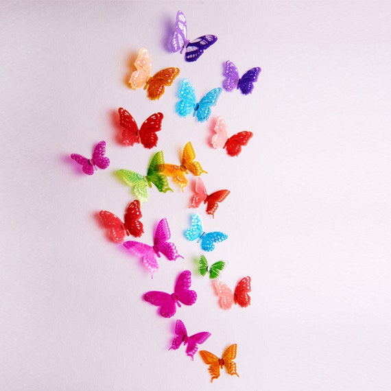Sale 3d Butterflies Stickers 18 Pcs Lot Butterfly Wall Art Etsy