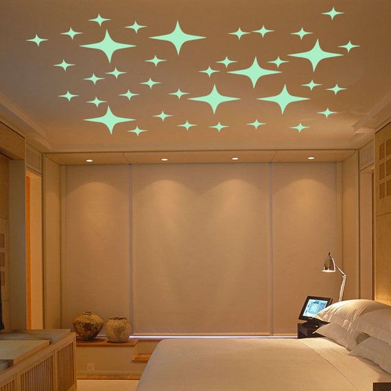 Sale Cartoon Luminous Stars Wall Stickers Home Decor Living Etsy