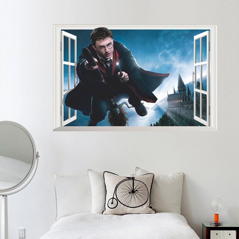 3d windows harry potter hogwarts wall stickers poster | etsy