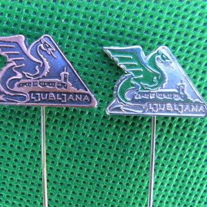 Ljubljana city Slovenia Yugoslavia - Vintage pin badges  lot of 2