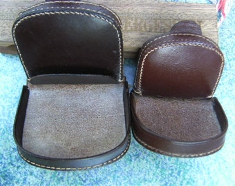 Two Leather Wallets (Bad Gleichenberg) - Small Vintage Coin Purse Brown Leather Pouch