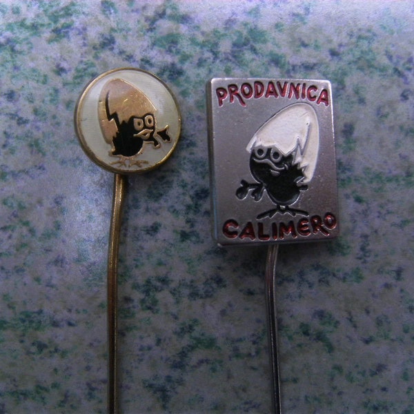 Calimero - Vintage small pin badges Lot of 2