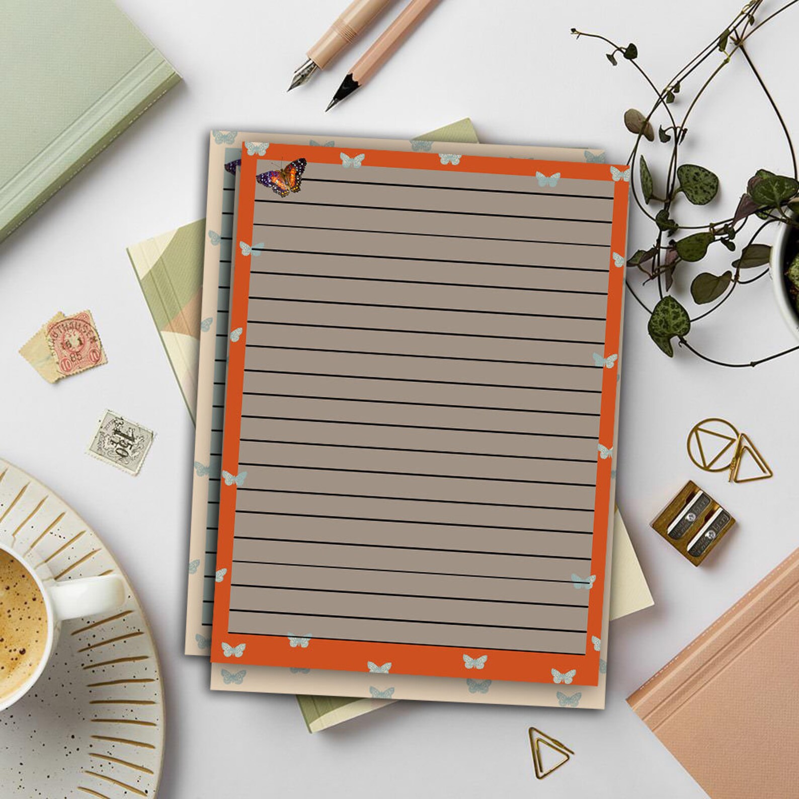 Lined Stationary Lined Stationery Set Printable Lined Paper Etsy