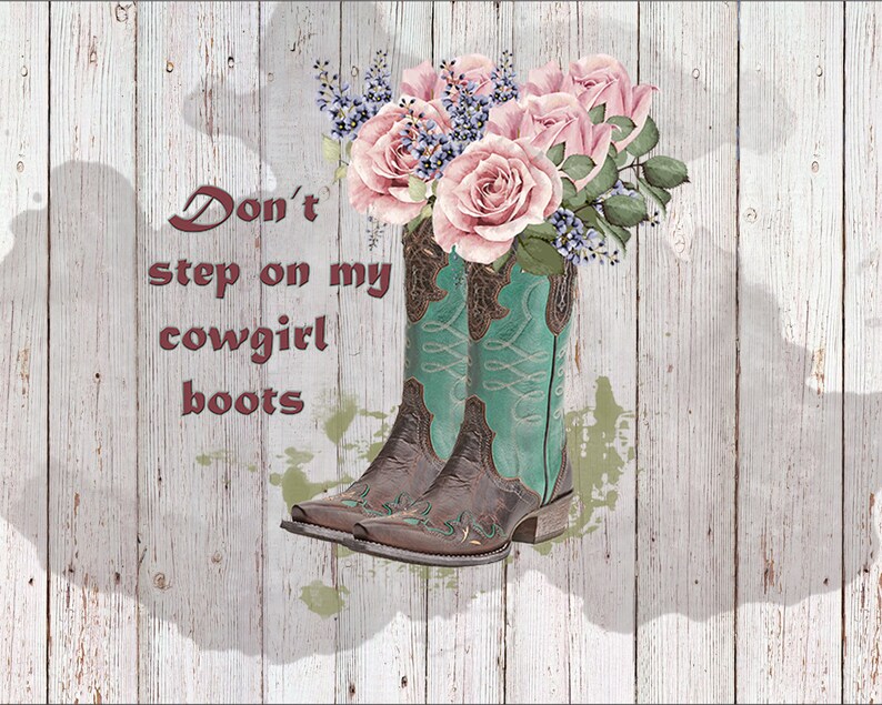 Floral Cowgirl boots SVG Sublimation Design Watercolor | Etsy