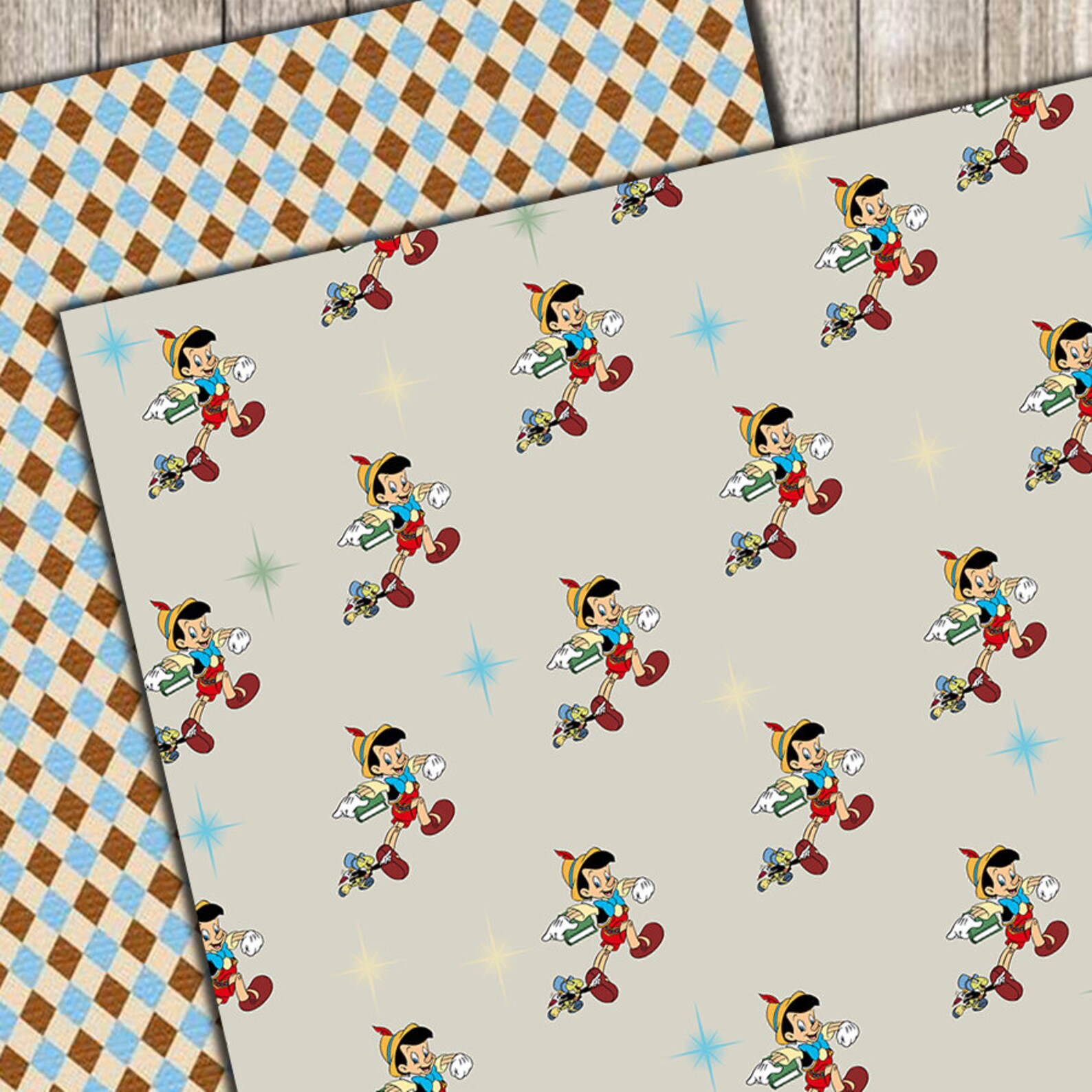 Pinocchio Digital Paper Disney Scrapbook paper Free Pinocchio Etsy