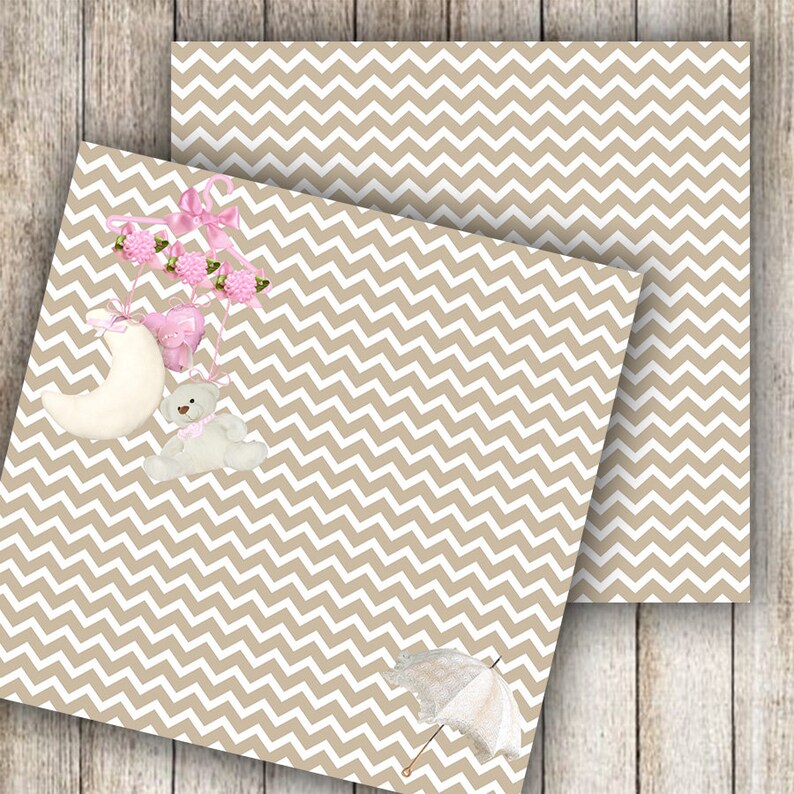Baby Girl Digital Papers Pink and Beige Baby Shower Papers Etsy