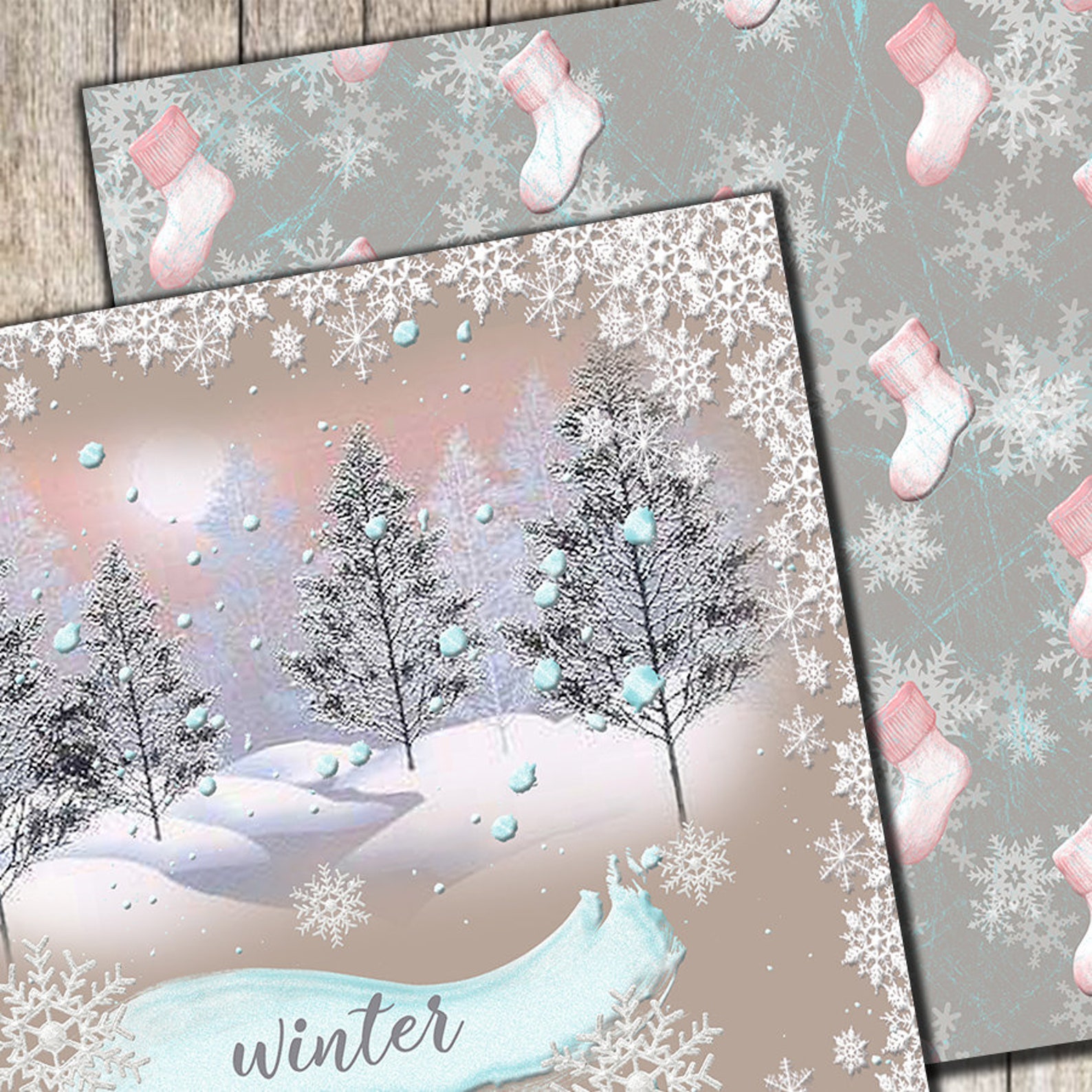 Winter Digital Paper Scrapbook Paper Decoupage Paper Winter - Etsy