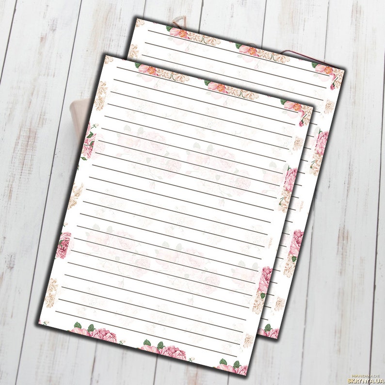 Lined Stationary Lined Stationery Set Printable Lined Paper Etsy