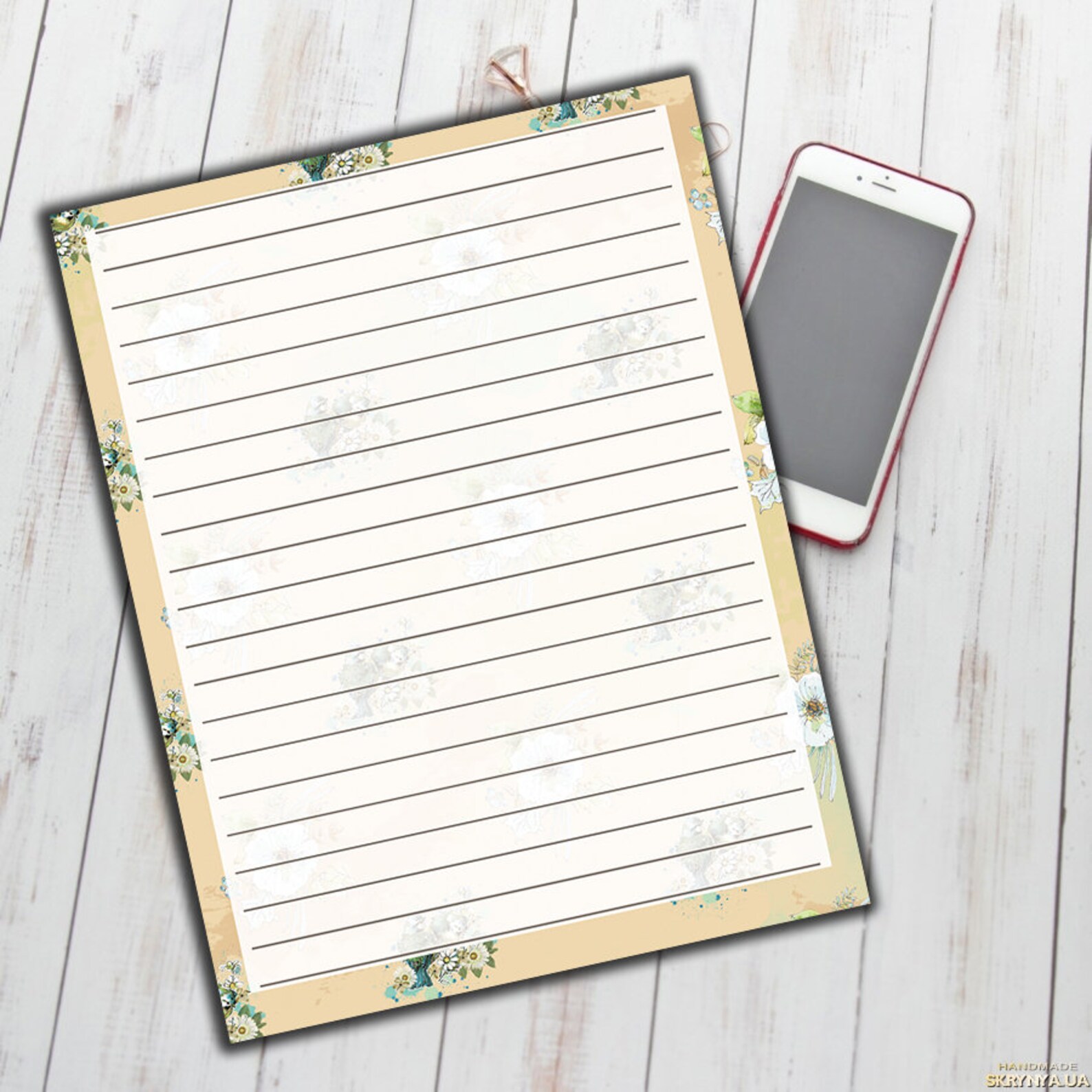 Lined Stationary Lined Stationery Set Printable Lined Paper Etsy