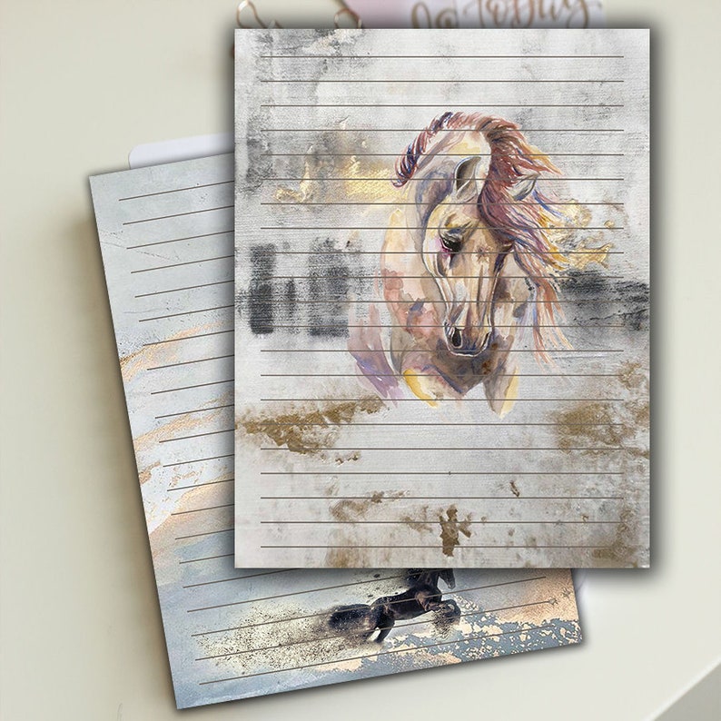 Printable stationery Horses Digital Paper Printable Paper Etsy Ireland